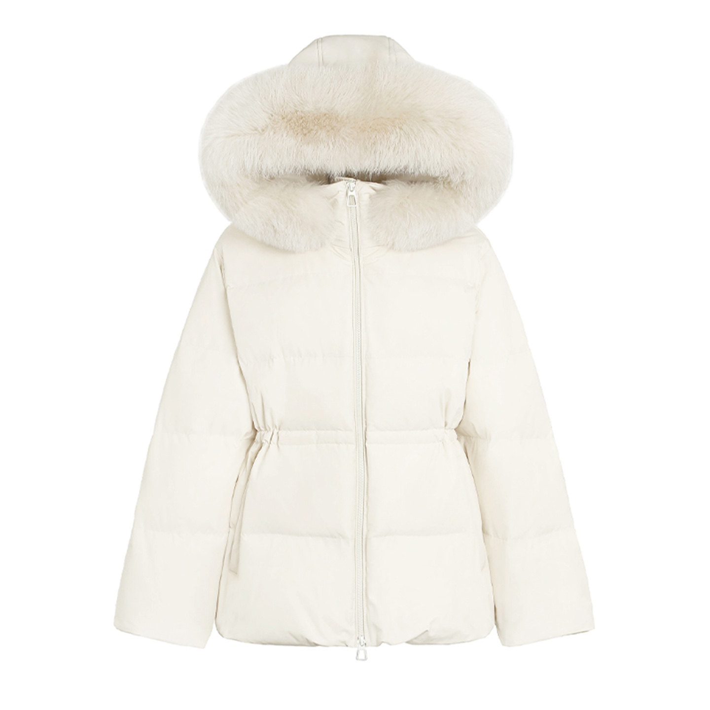 【爱尔兰漫雪】小娜椒小个子狐狸毛领连帽设计收腰中长款羽绒服女