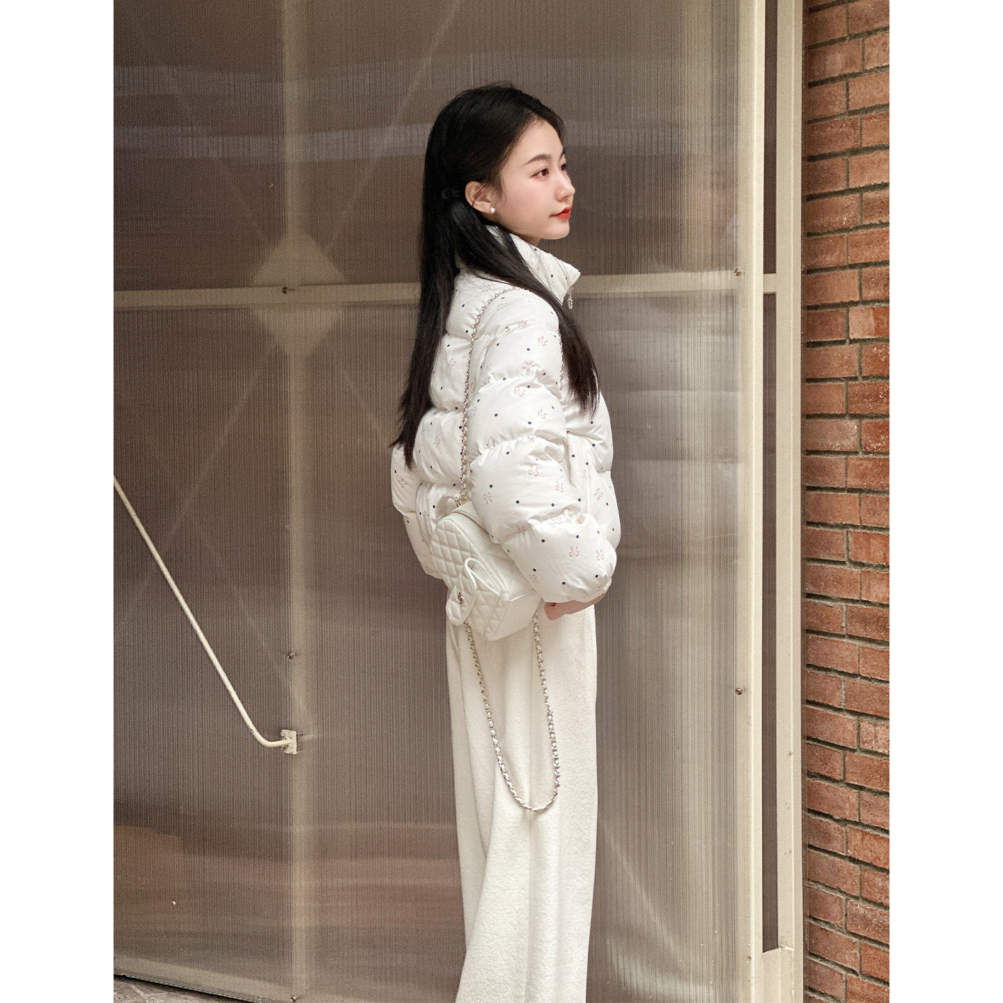 【漫花舒芙蕾】小娜椒小个子波点印花立领短款休闲羽绒服外套女,淘宝优惠券,粉丝福利购,淘宝优惠卷