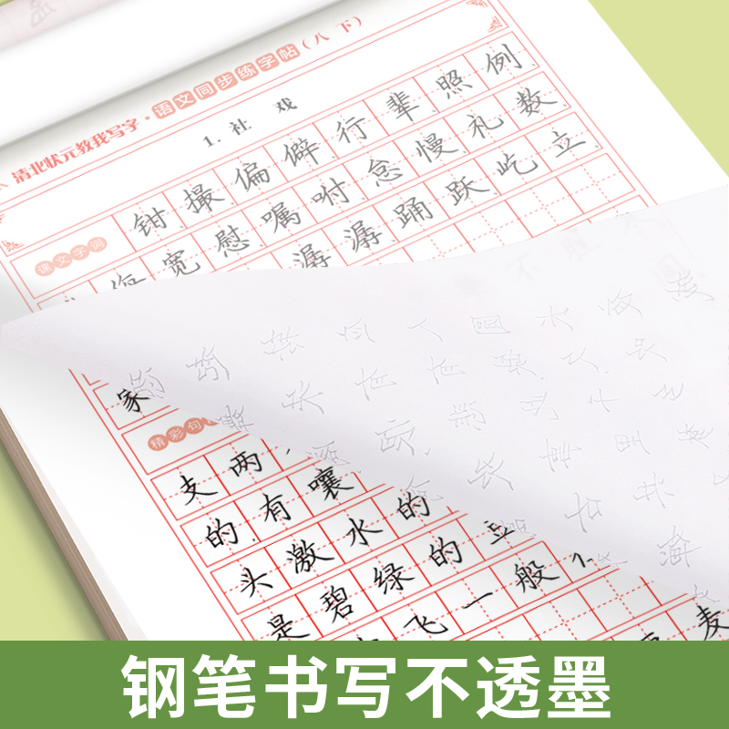 八年级上下册语文字帖人教版 写字课课练8年级课本同步练字帖RJ每日一练临摹初二硬笔书法练字本初中生专用控笔训练字帖中学生字帖 - 图1