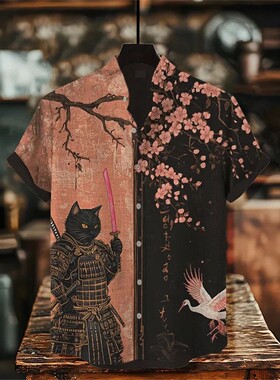 印花男士单排扣开衫短袖Printed men's single breasted cardigan