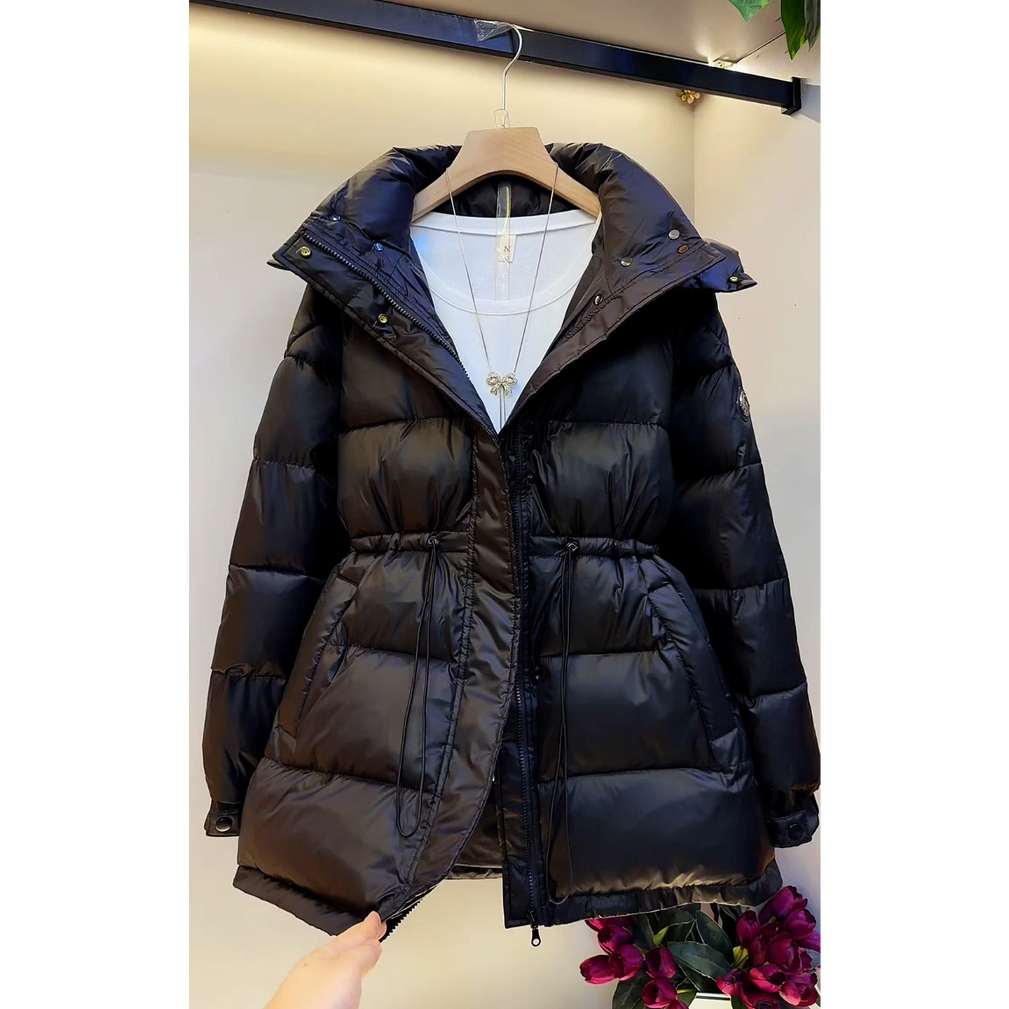 胖妹妹2025冬季连帽加厚保暖棉服外套遮肉中长款宽松棉袄减龄纯色,淘宝优惠券,粉丝福利购,淘宝优惠卷