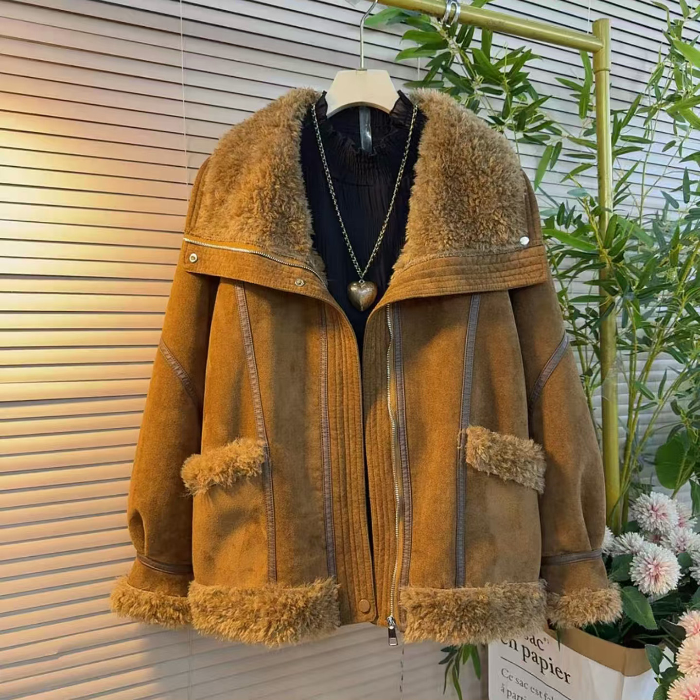 2025大码女装冬季保暖加厚胖妹妹皮毛一体外套时尚羊羔毛长袖外衣,淘宝优惠券,粉丝福利购,淘宝优惠卷