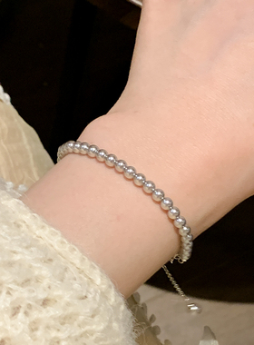 天鹅灰施家珍珠手链女轻奢高级感