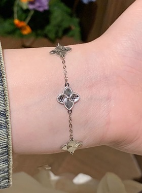 金色碎冰冰幸运草手链女时尚贵气