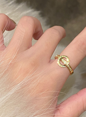 罗马双环钛钢戒指女轻奢高级感