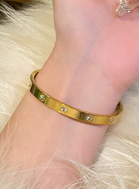 宽版点钻璀璨手镯女经典百搭时尚