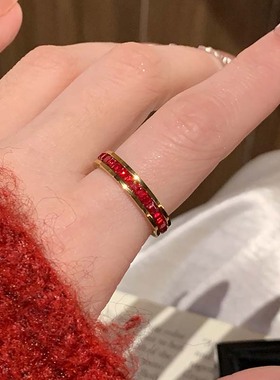 红钻满天星钛钢戒指女本命年戒指