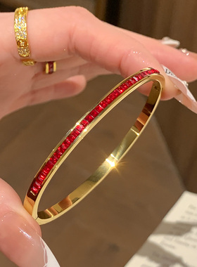 红钻满天星满钻钛钢手镯女复古