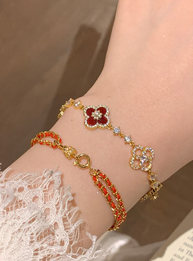 双层红绳编织转环手绳女新中式