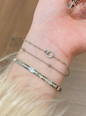 银色几何双层百搭手链女简约高级