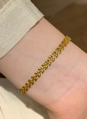 精简麦穗钛钢手链女轻奢简约风