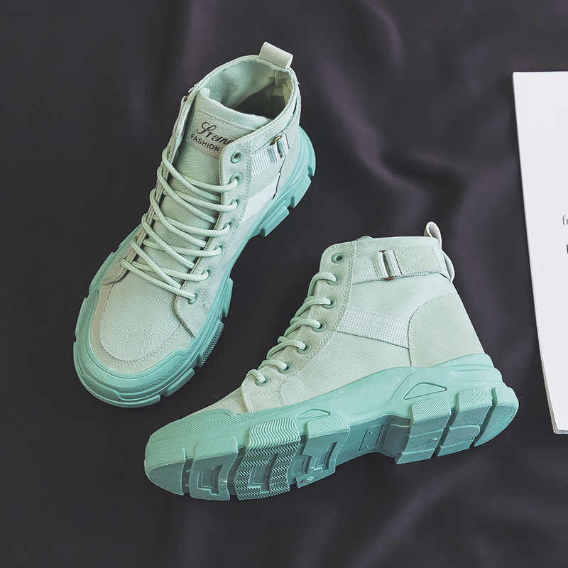 户外登山鞋女高帮徒步鞋轻便透气耐磨防滑夏季休闲爬山帆布马丁靴 - 图2