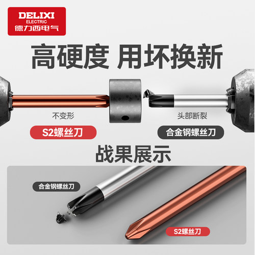 德力西电气螺丝刀十字一字S2高硬度小起子维修工具工业级强磁改锥-图0