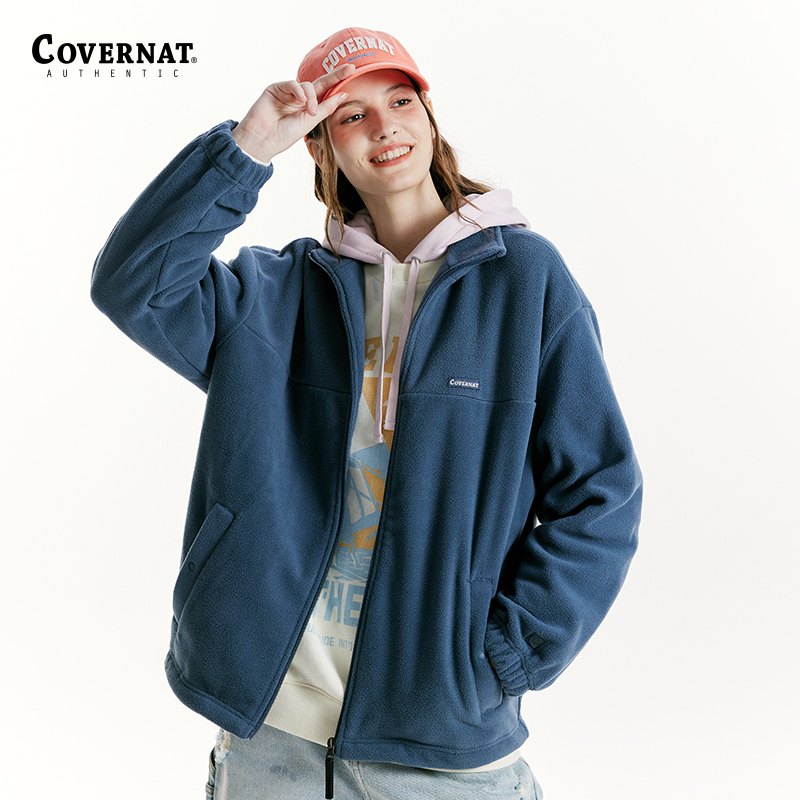 Covernat摇粒绒外套男女同款情侣24秋冬款休闲宽松毛绒拉链外套