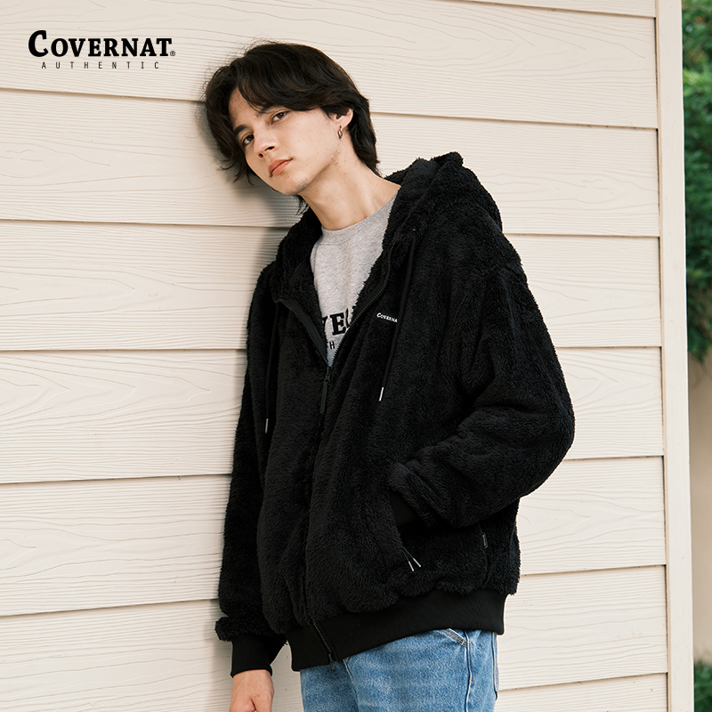 Covernat羊羔绒外套春季新品连帽居家保暖夹克潮牌穿搭上衣