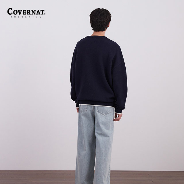 Lambswool arched LOGO crew neck sweater