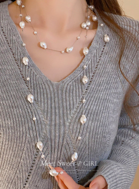 满天星不规则珍珠项链长款叠戴毛衣链轻奢高级感大气高档配饰女