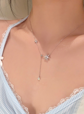 浪漫冬日 满天星雪花流苏项链女配饰高级感精致锁骨链毛衣链颈链
