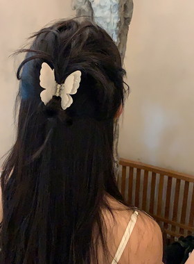 新中式双层蝴蝶发夹精致高级感发饰女醋酸半扎发小抓夹鲨鱼夹夹子
