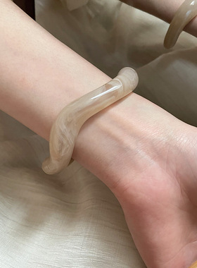 树脂晕染不规则开口异型手镯女小众设计感手环时尚简约手饰配饰