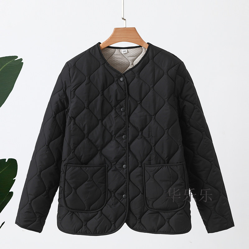 冬季保暖内胆棉衣女士加厚圆领内搭棉袄新款发热夹棉轻薄棉服外套 - 图0