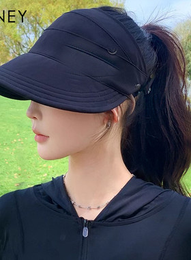 Viney防晒帽子女2026新款夏季大头围可挂口罩防紫外线空顶遮阳帽
