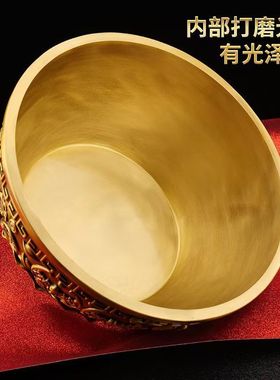 实心铜聚宝盆金元宝摆件铜居家店铺柜台玄关桌面中式摆件送礼佳品