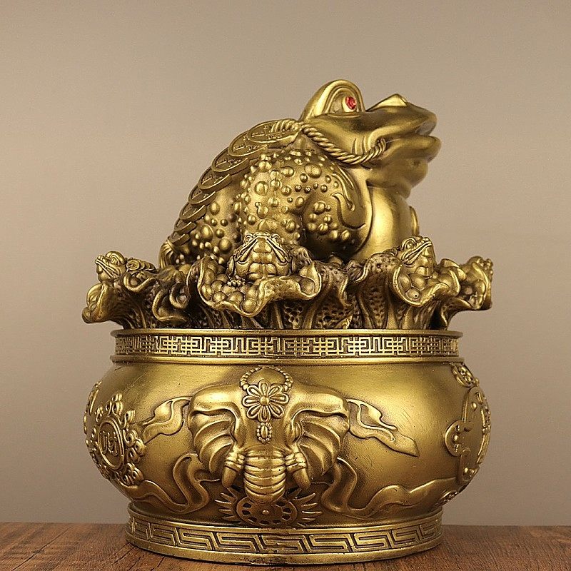 济凯纯黄铜百财金蟾摆件家居玄关工艺品 办公桌书房摆件 送礼好品,淘宝优惠券,粉丝福利购,淘宝优惠卷