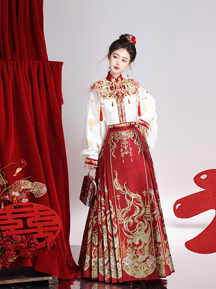 重工刺绣红色马面裙敬酒服2025新款新中式结婚礼服订婚套装婚服女,淘宝优惠券,粉丝福利购,淘宝优惠卷