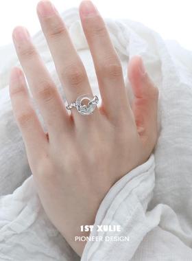 光年/925纯银新中式玉髓戒指小众设计冷淡风高级食指开口情侣对戒