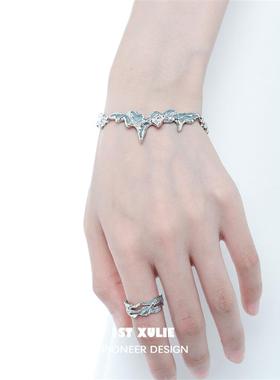 原创海域冰蓝手链小众设计冷淡风高级抽拉链条手环甜酷女