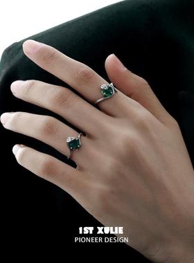 原创纯银情侣戒指蛇形原创小众设计斯莱特林蛇院开口戒