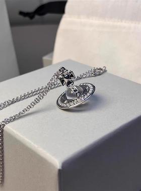 立体土星球西太后项链女高级感轻奢小众闪钻秋冬长款毛衣链