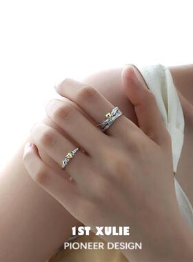 向心引力爱心情侣对戒纯银戒指原创小众设计开口食指戒