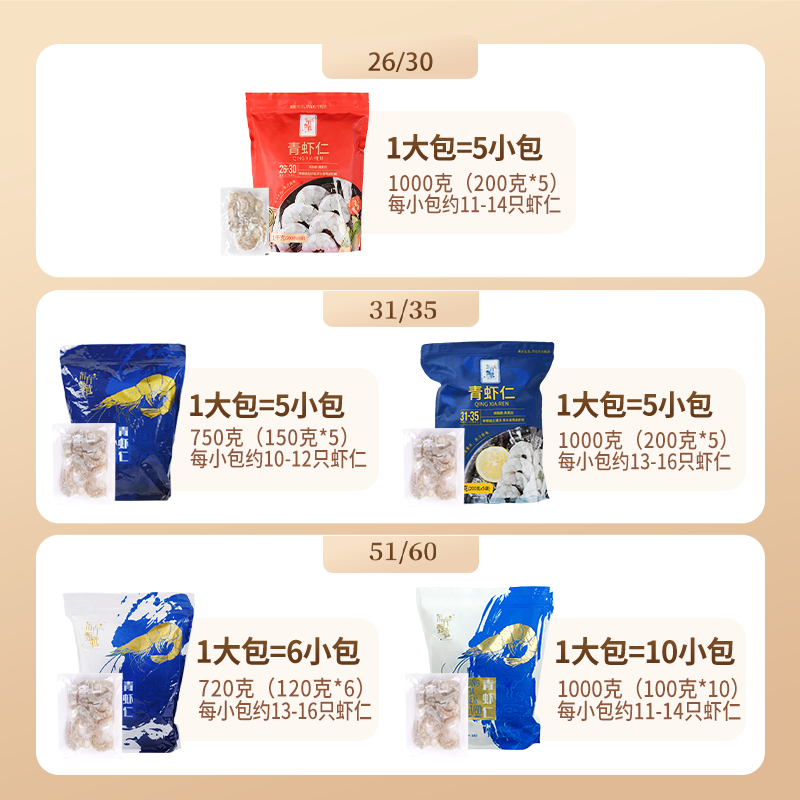 东方甄选冷冻青虾仁水产食品虾仁南美白虾对虾虾肉低脂高蛋白1袋