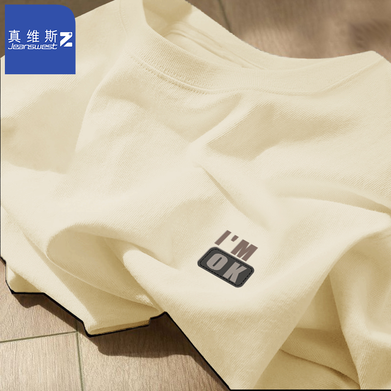 真维斯Z白色短袖男款夏季2025新款潮流宽松新春纯棉男士t恤半袖H