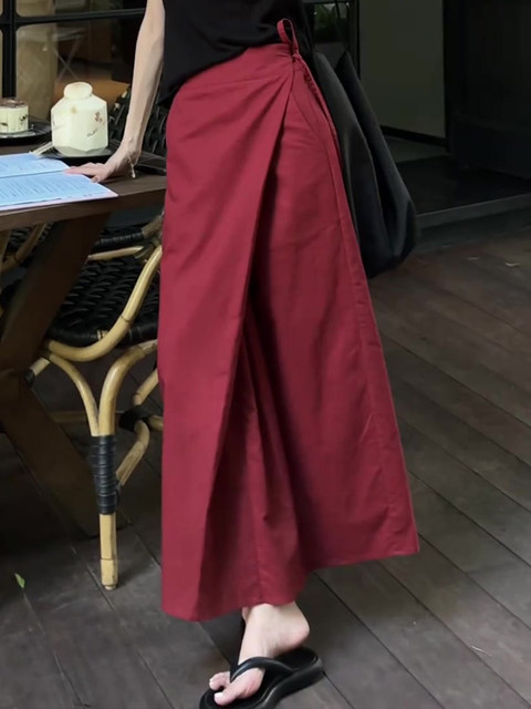 High-waisted strap slim straight skirt