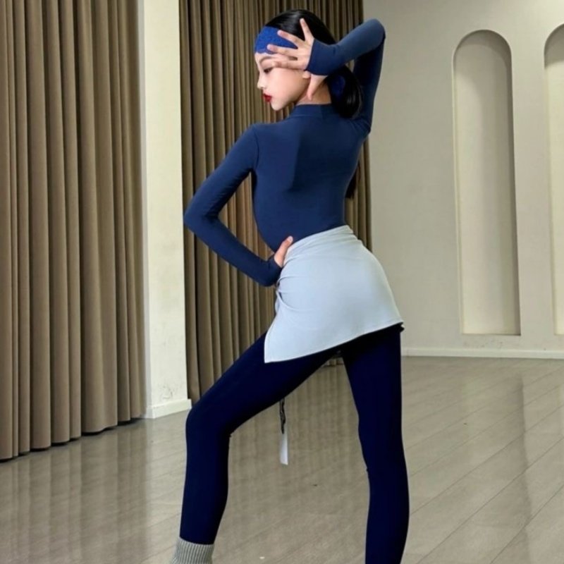 SQ同款拉丁舞服女童冬季新款长袖指扣高领上衣分体瑜伽运动裤套装,淘宝优惠券,粉丝福利购,淘宝优惠卷