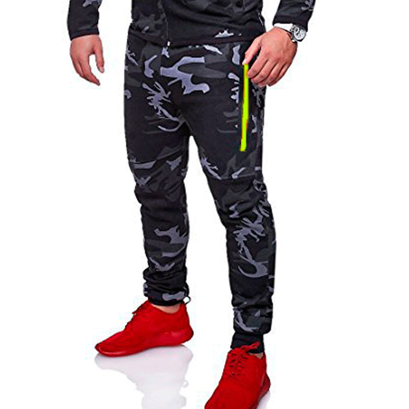 newMen's fashion hooded camouflage suit 男士时尚连帽迷彩套装 - 图3