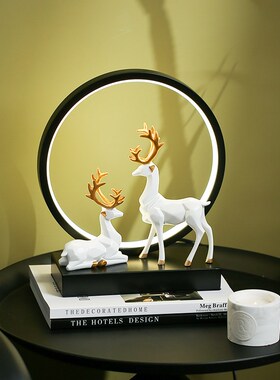 创意招财鹿客厅卧室台灯家居装饰品摆件简约M现代乔迁结婚生日礼