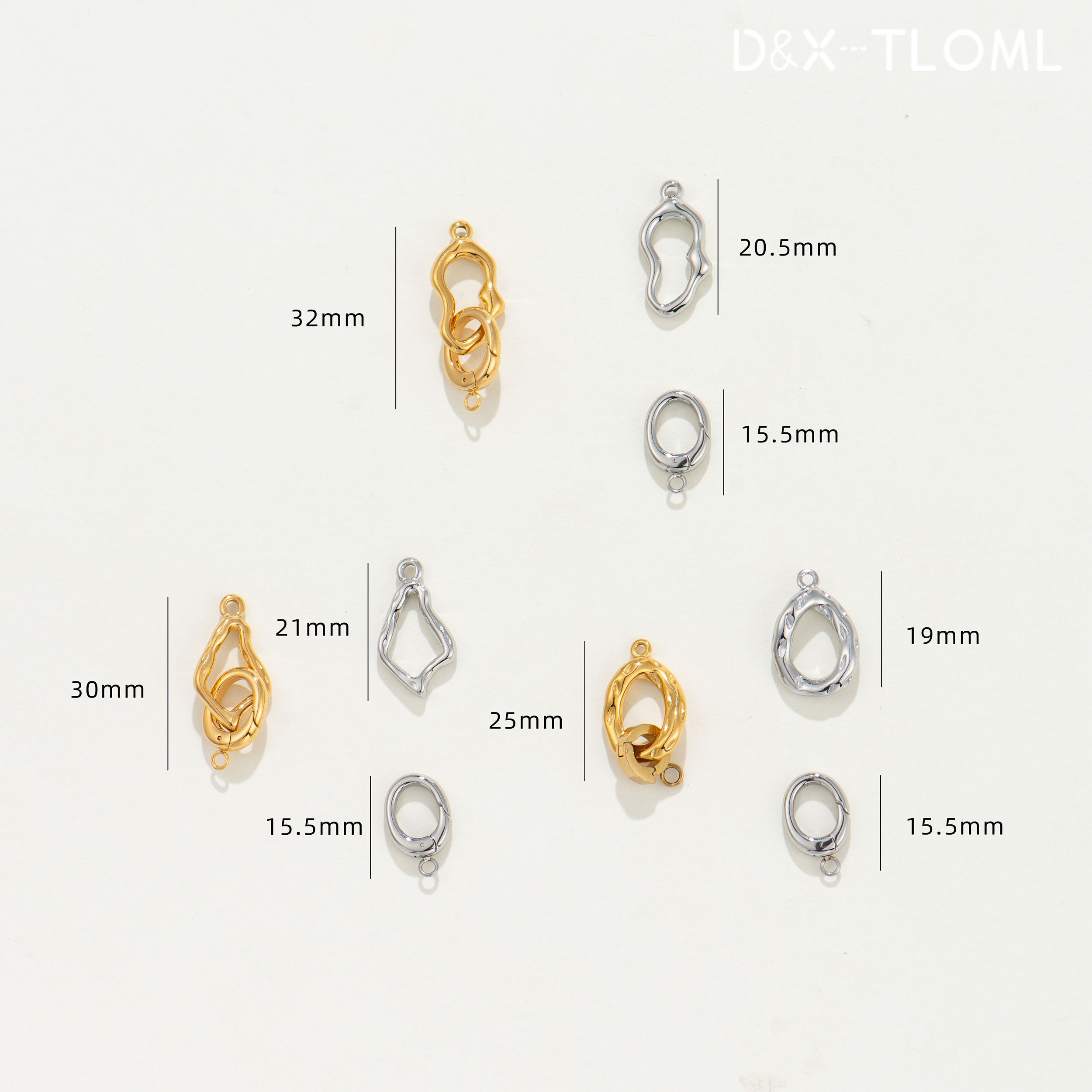 东夏饰品 316钛钢精工自由组合扣头 真空电镀18K金任意搭配万能扣 - 图3