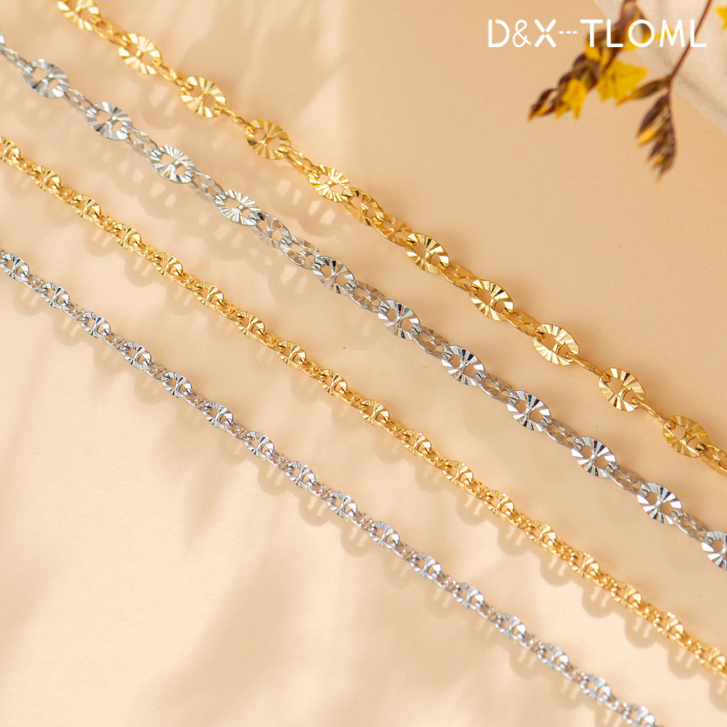 东夏饰品 316钛钢迷你压花猪鼻子链条 炉内电镀18K金太阳花链子,淘宝优惠券,粉丝福利购,淘宝优惠卷