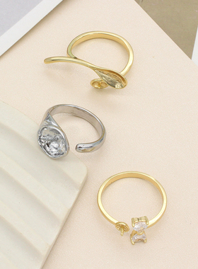 14k镀金勺子戒托镶嵌珍珠戒指