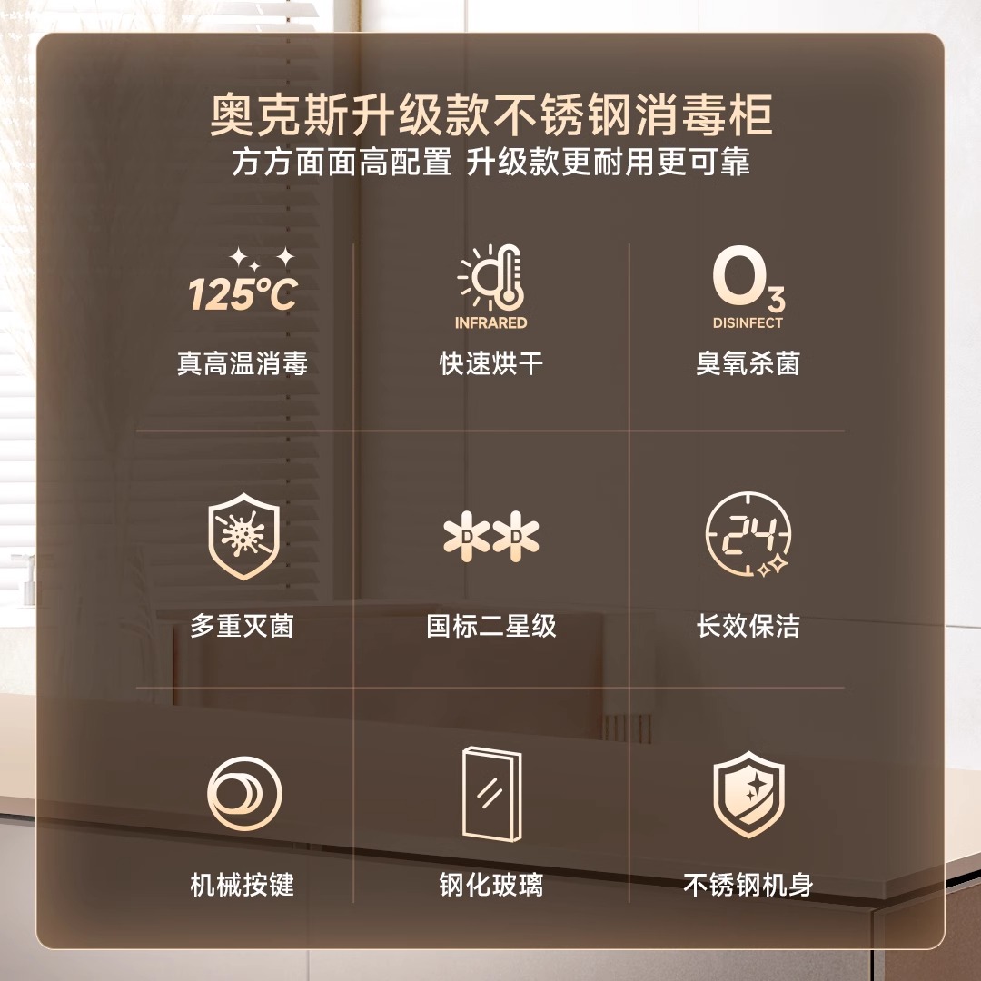 奥克斯二星立式消毒碗柜厨房家用双门饭店商用高温消毒柜小型台式-图3