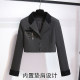 Short suit jacket with pleated skirt