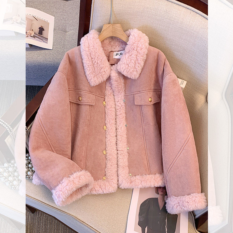 高级感小香风羊羔毛绒外套女2025年秋冬季新款加绒加厚麂皮绒夹克,淘宝优惠券,粉丝福利购,淘宝优惠卷