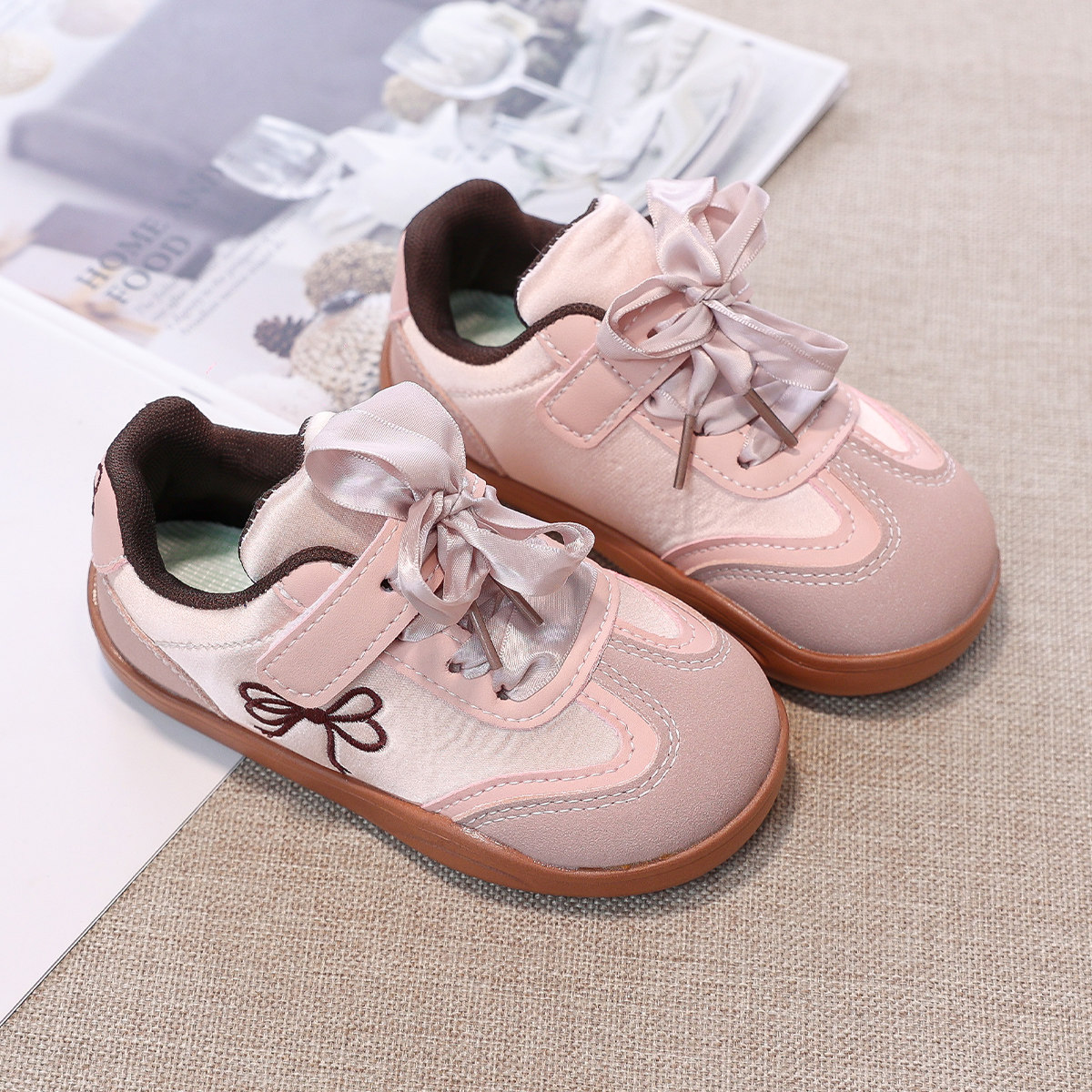 女童板鞋小童德训鞋2026新款春季蝴蝶结儿童鞋子软底防滑休闲鞋,淘宝优惠券,粉丝福利购,淘宝优惠卷