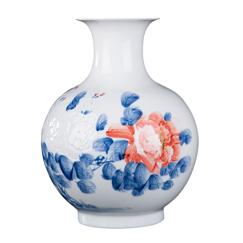 景德镇陶瓷花瓶手绘青花瓷器新中式家居客厅博古架装饰瓷瓶小摆件