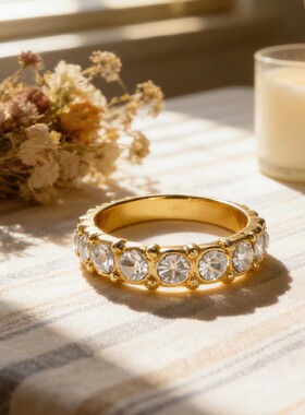 欧美风轻奢镶钻钻戒排钻小众设计感百搭指环气质高贵手饰跨境