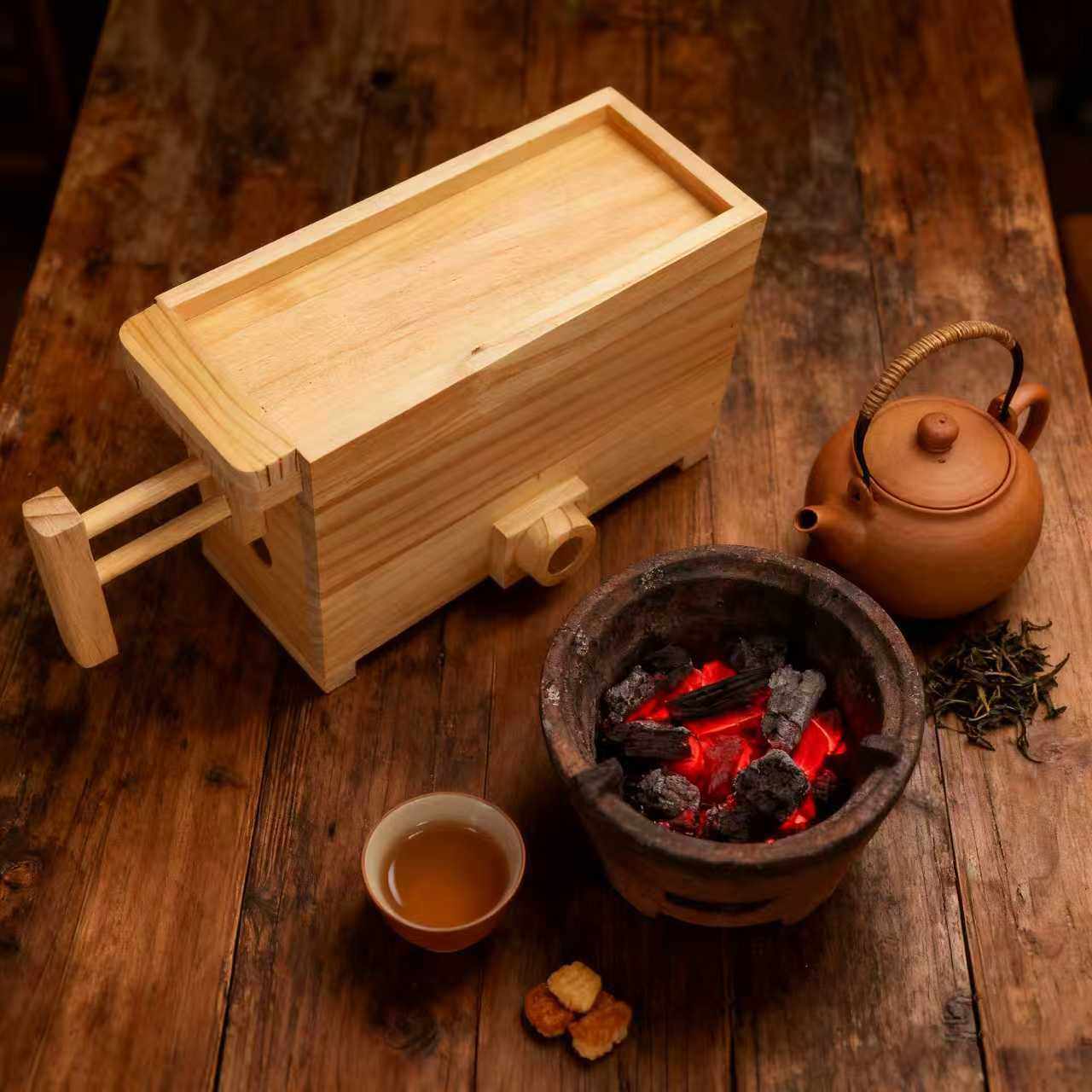 Hand-pulled wooden stove tea heating set tea warmer